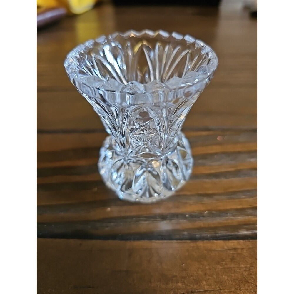 Vintage Crystal Small Glass Toothpick Holder Clear Elegant 4” Decorative